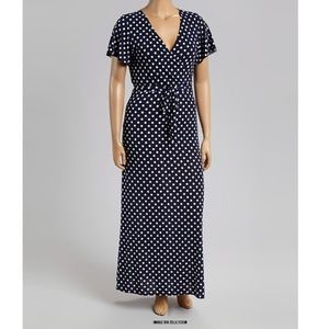Star Vixen Navy & White Polka Dot Maxi Dress 2x
